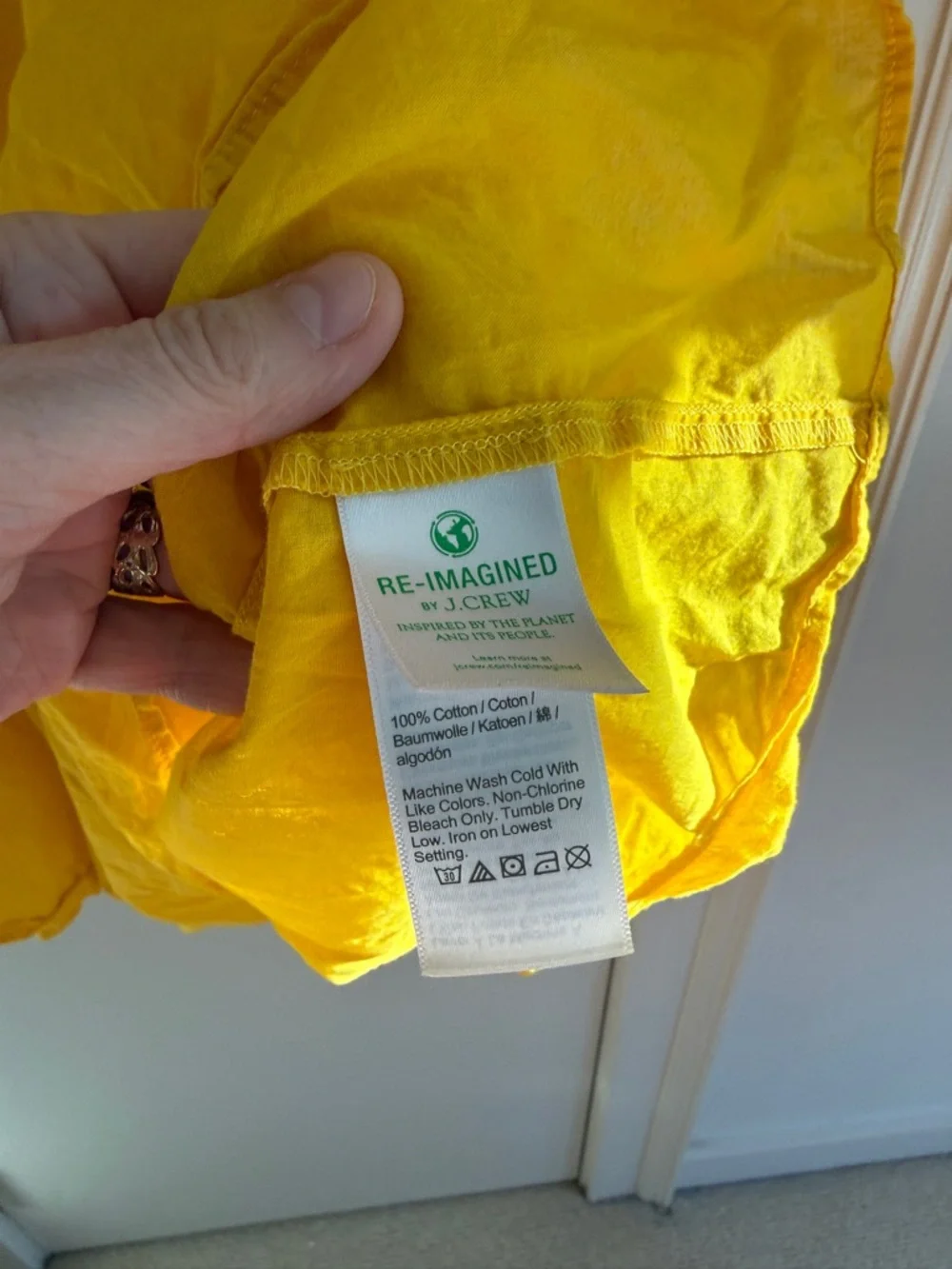 J. Crew Sunny Yellow Cotton Voile Tiered Button- Down Beach Dress size L - Picture 7 of 7